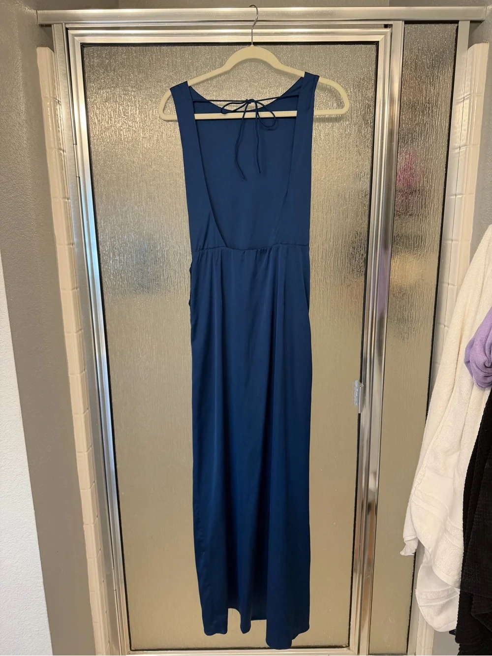 Abercrombie & Fitch Navy Blue Sleeveless Knot-Front Maxi Dress